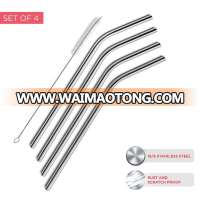 Set of 4 6 8 10 Reusable Stainless Steel Silicone Plastic Drinking Straws